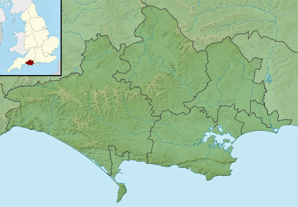 River Frome relief map contains Ordnance Survey data © Crown copyright and database right